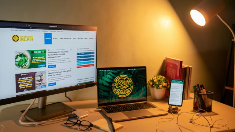 home office desk with laptop